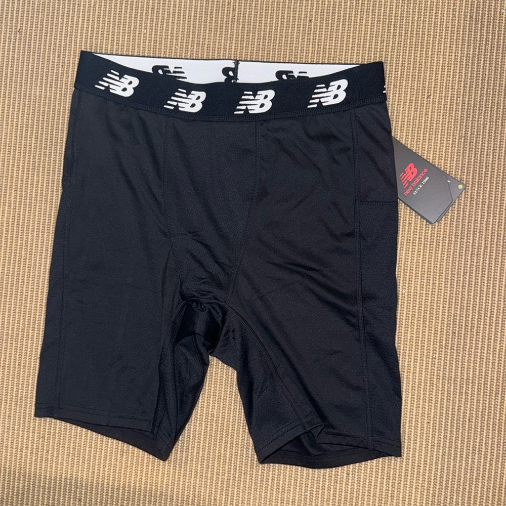 New Balance Black Men's Compression Boxer Briefs with White Logo Waistband